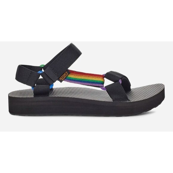 Teva Men's Mid Universal Pride Platform Sandal F16221B Black Rainbow Size 11 - Picture 2 of 6